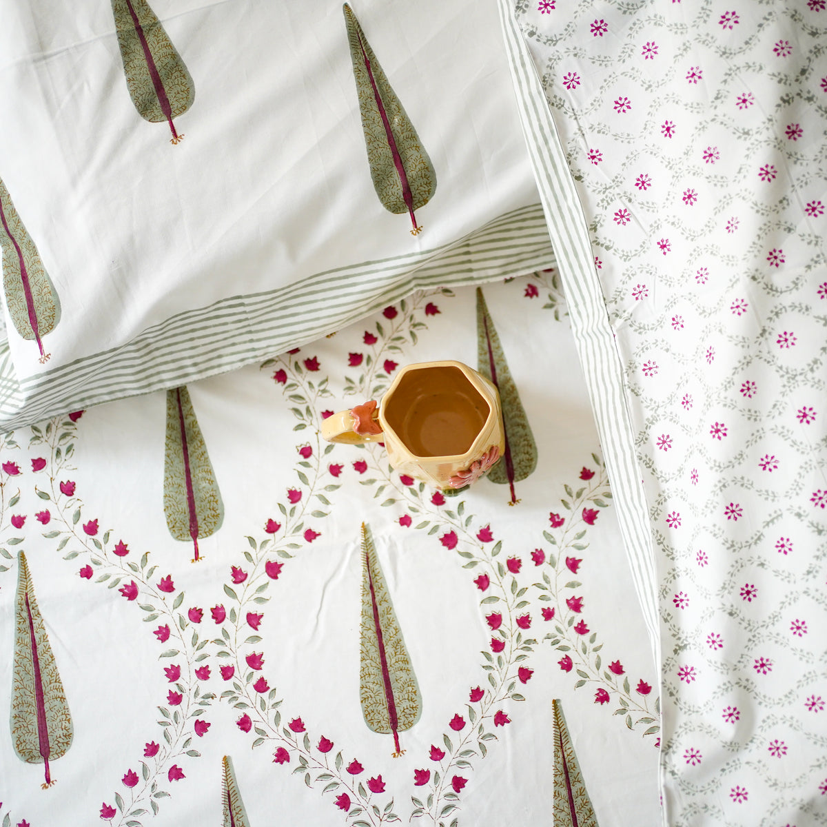 Cypress jaal handblocked Bedsheet king