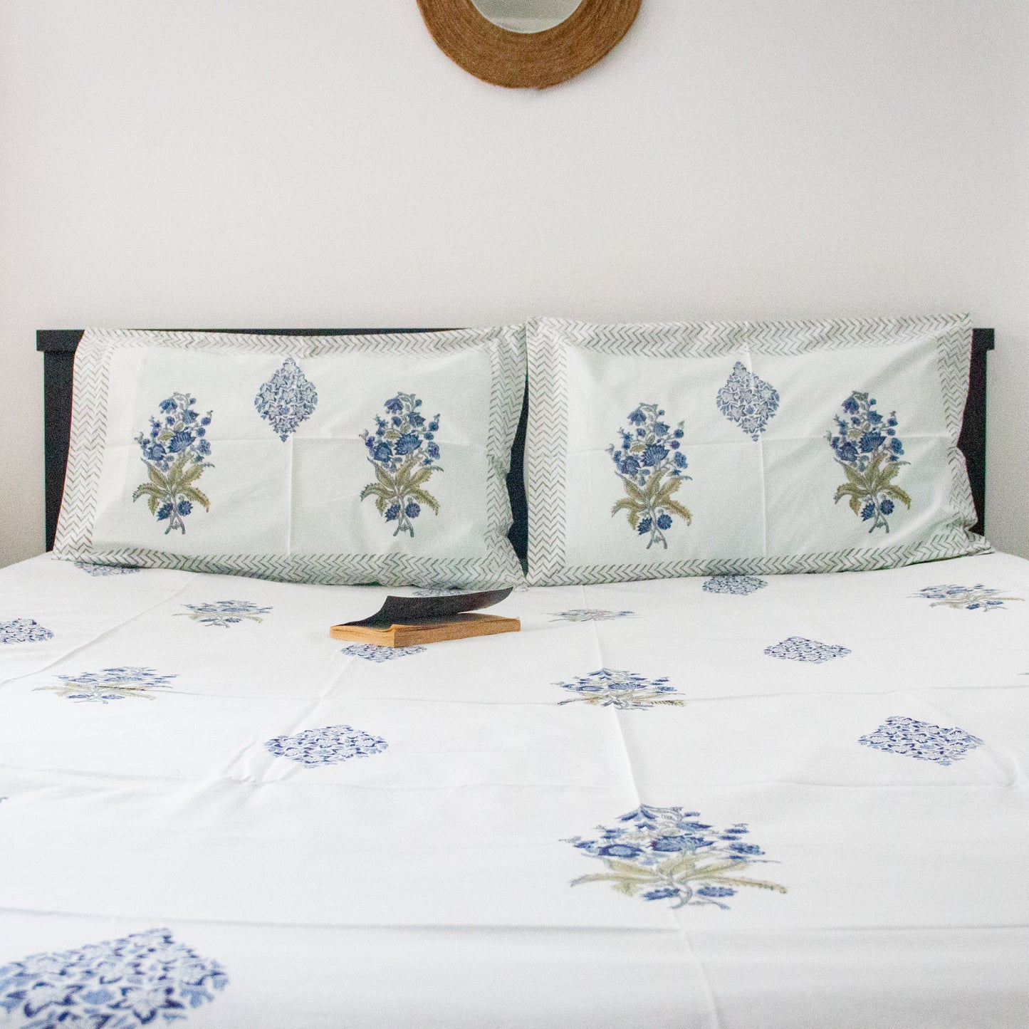 Blue Iris Handblock Print Bedsheet
