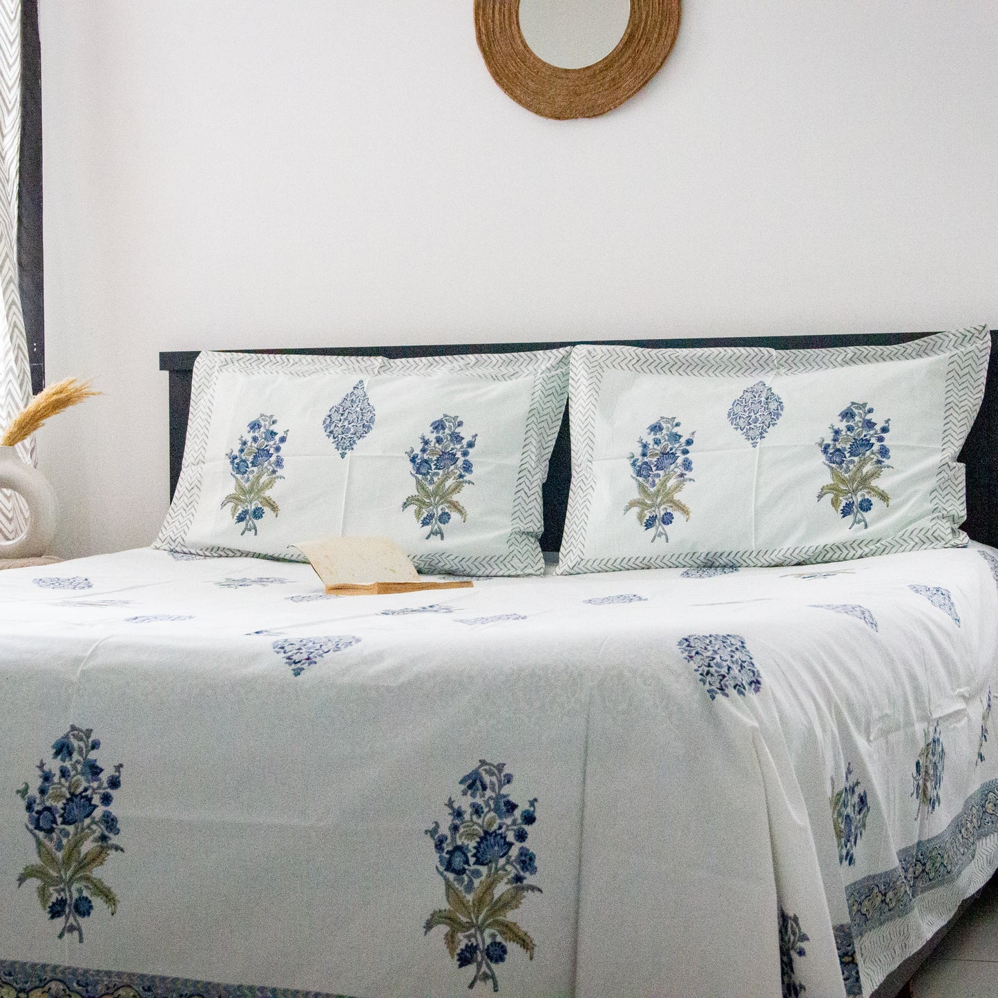 Blue Iris Handblock Print Bedsheet