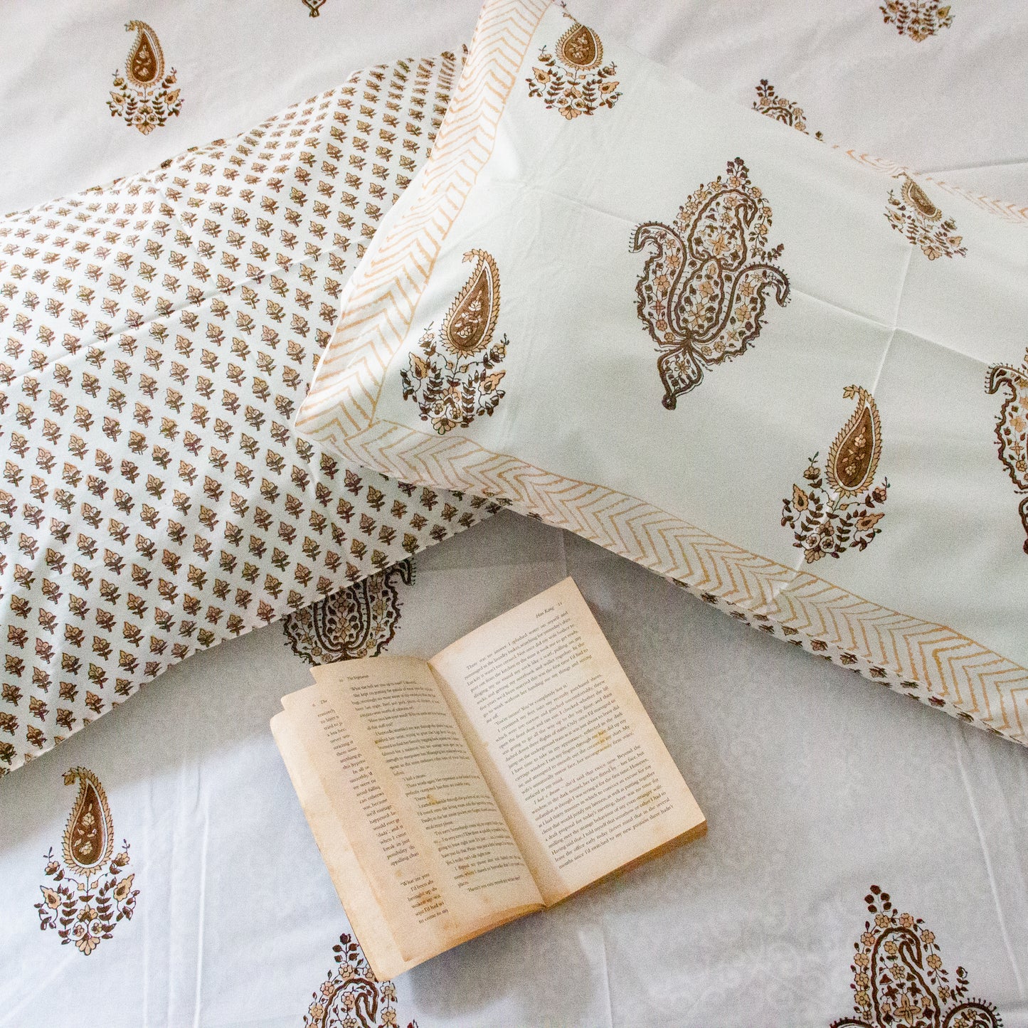 Mocha Hand Block Printed Bed Sheets
