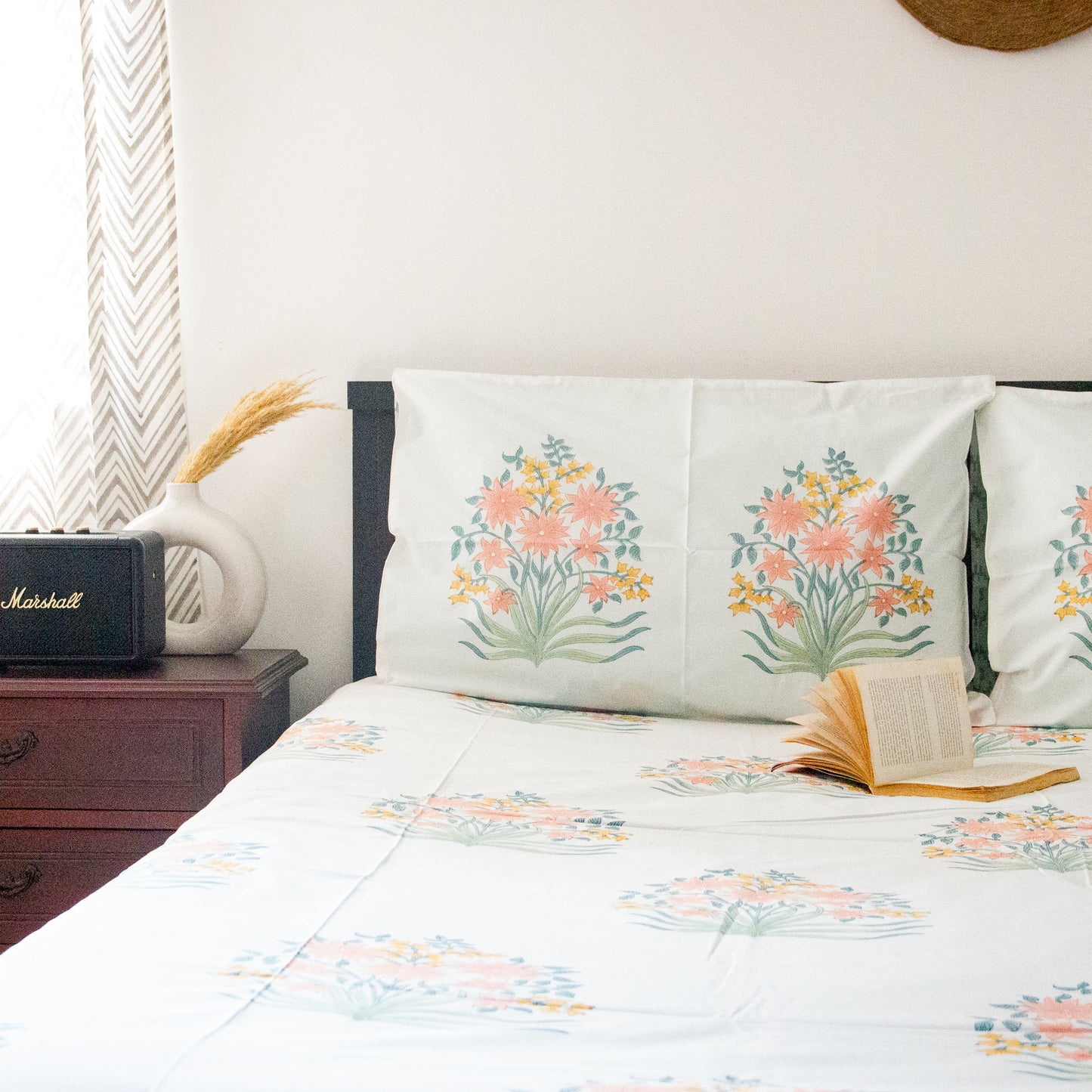 Mogra Hand Block Printed Bed Sheets