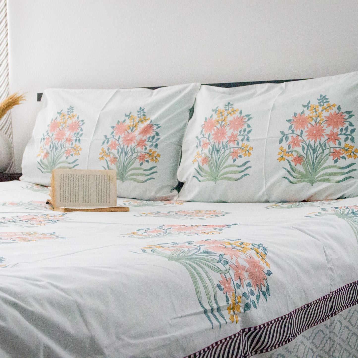 Mogra Hand Block Printed Bed Sheets