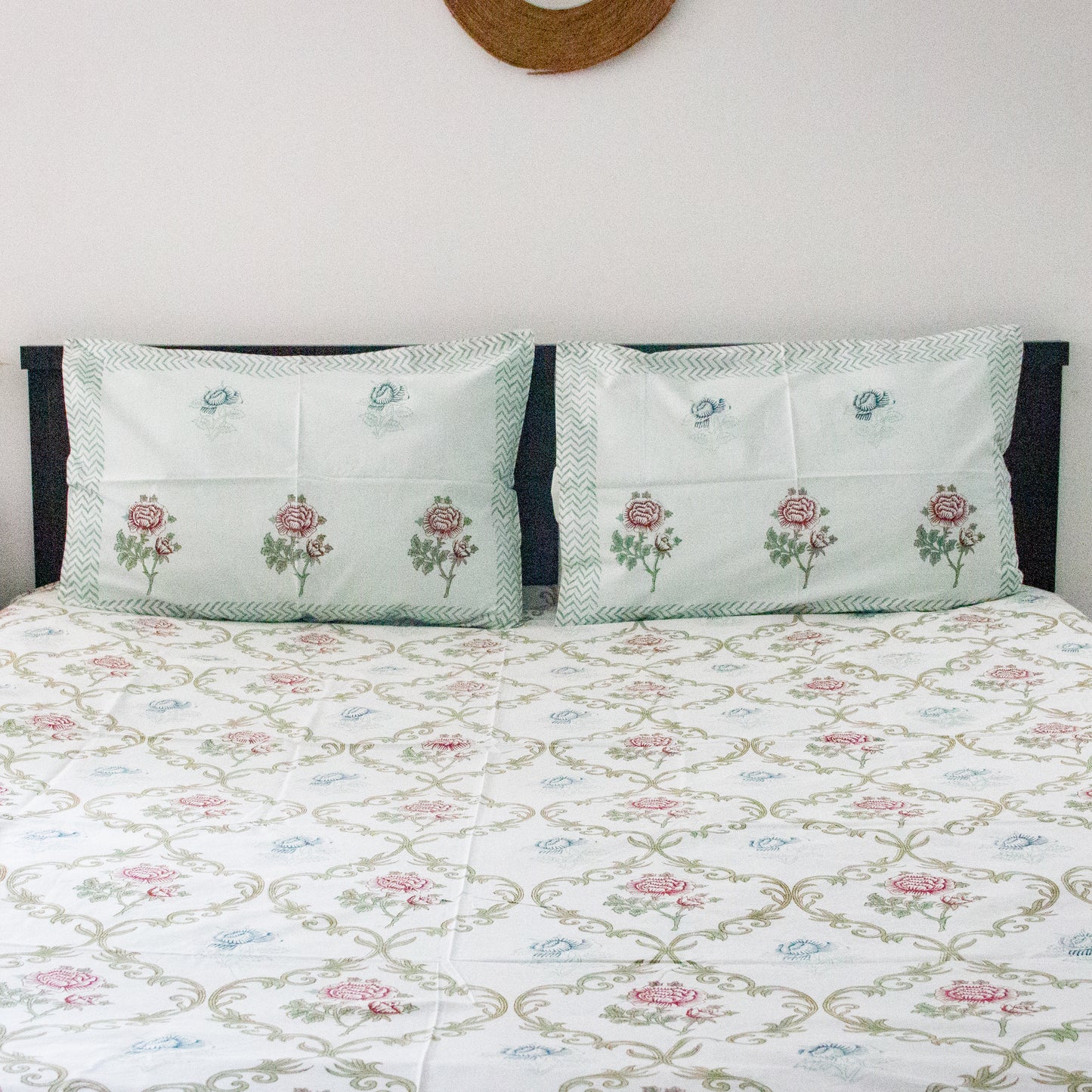 Wisteria Hand Block Printed Bed Sheets