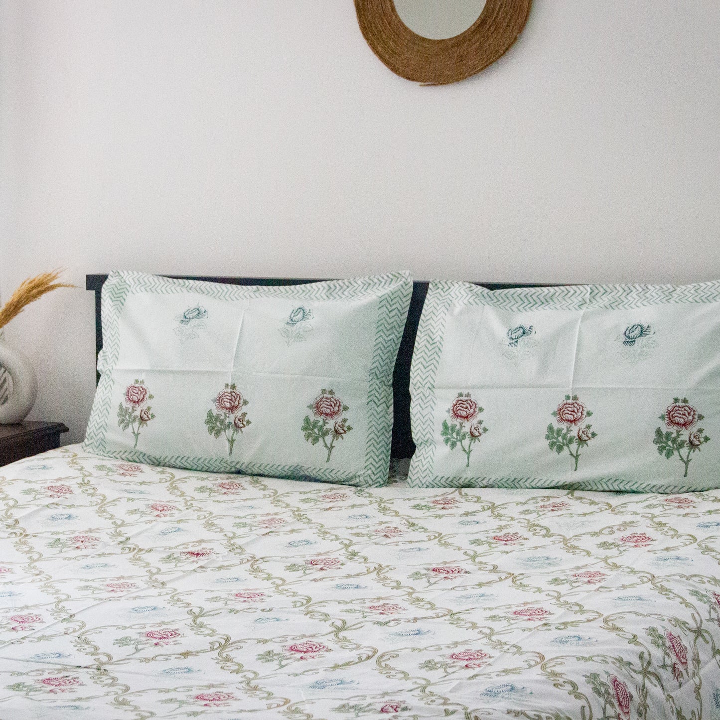 Wisteria Hand Block Printed Bed Sheets