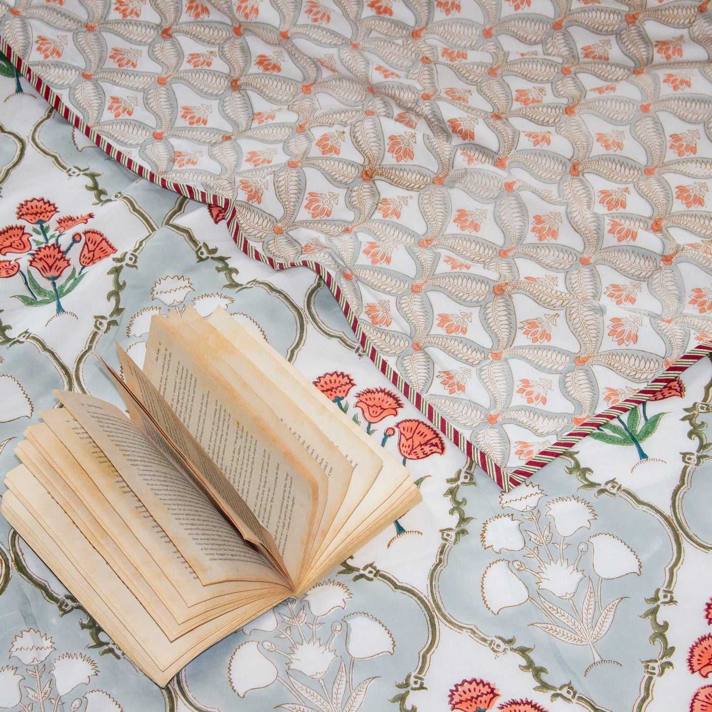 Alpinia Jaal Hand Block Printed Reversible Dohar