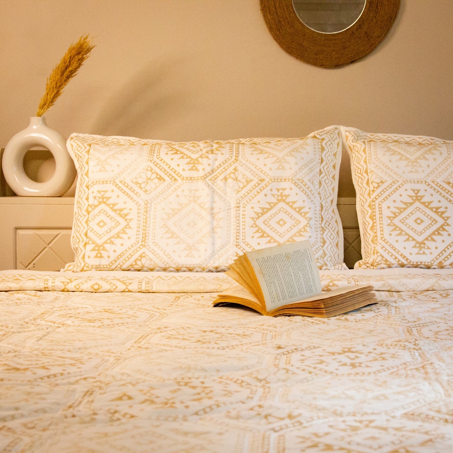 Mosaic Geometric Handblock Printed Bedcover