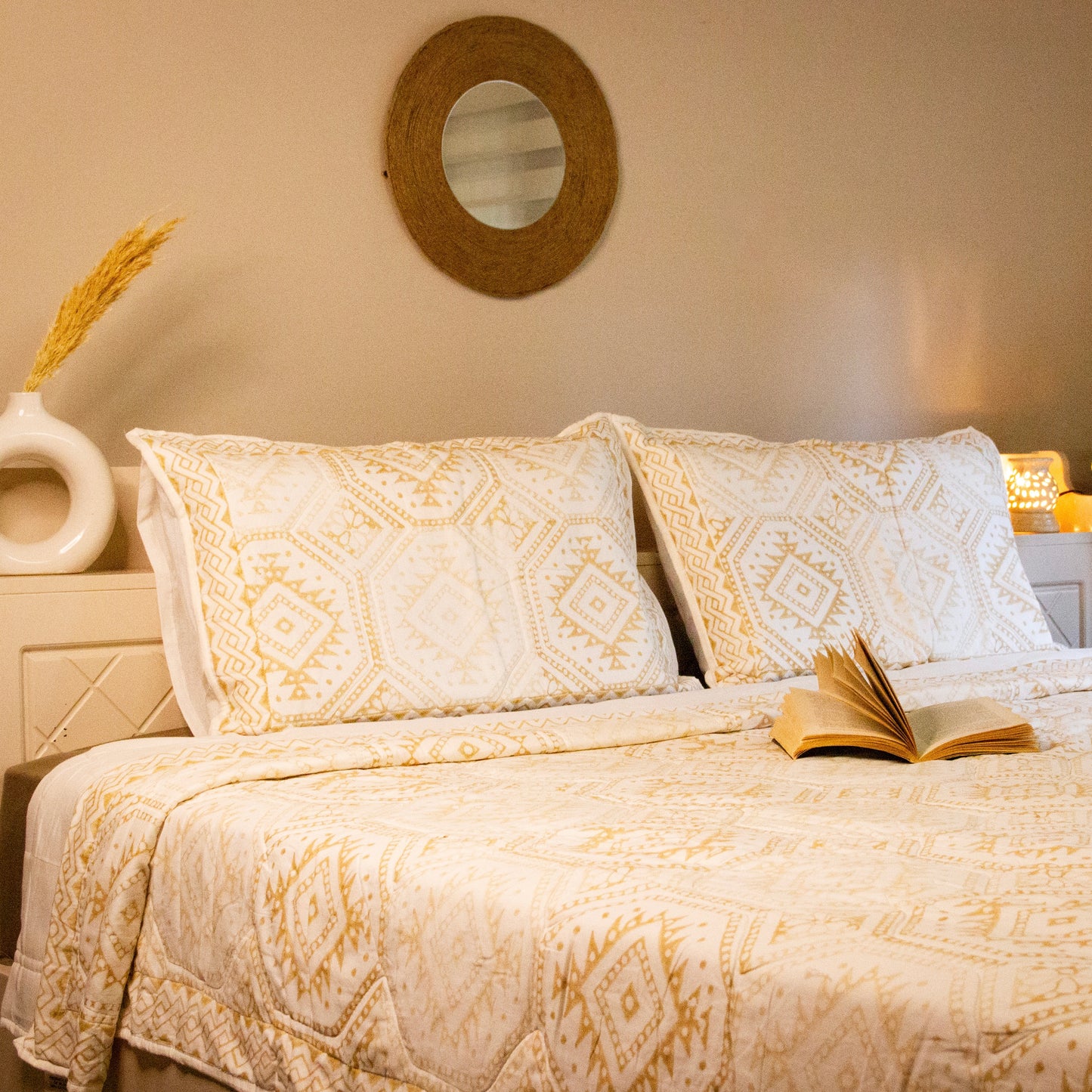 Mosaic Geometric Handblock Printed Bedcover