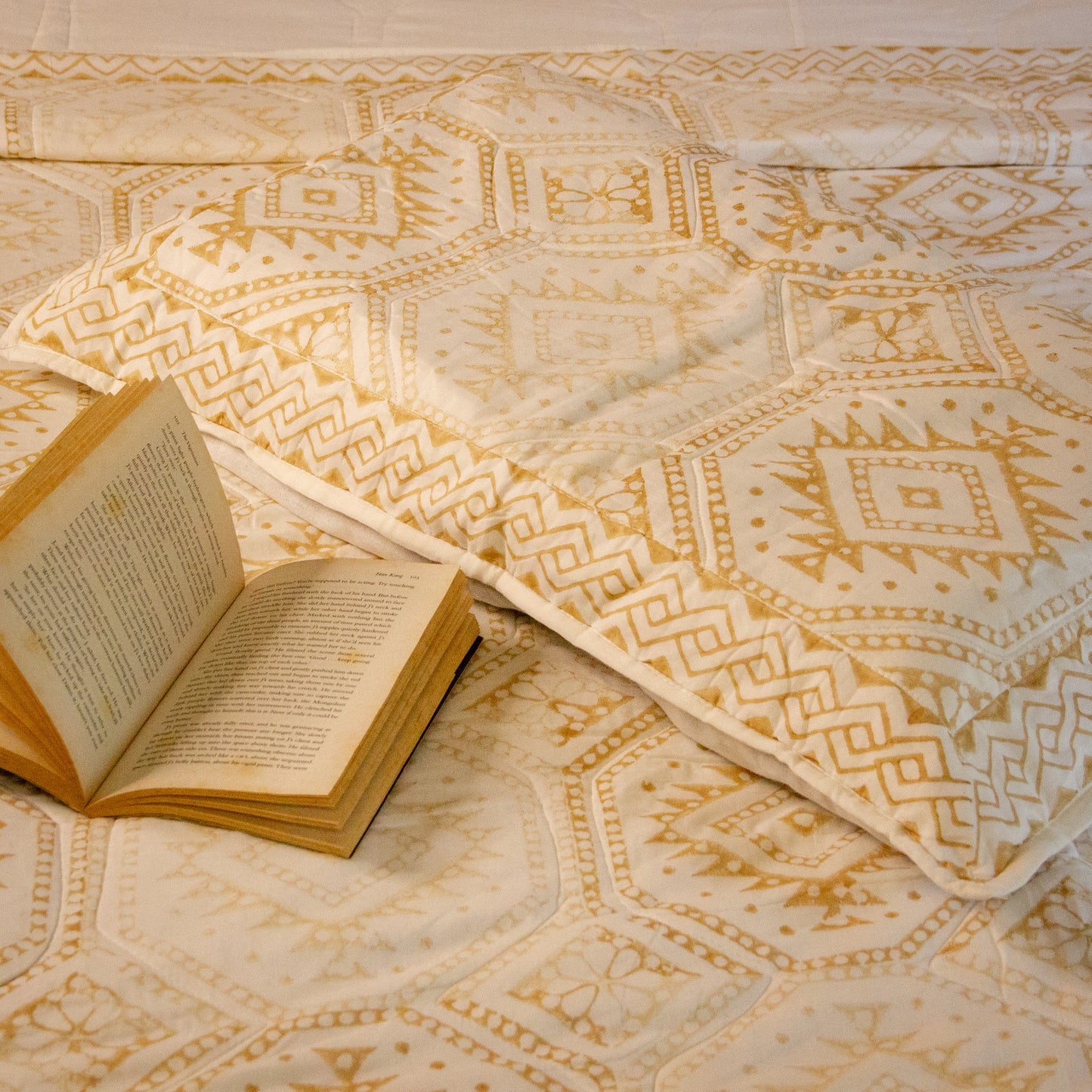 Mosaic Geometric Handblock Printed Bedcover