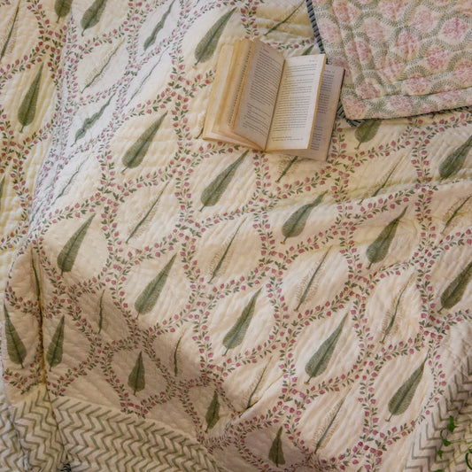 Cypress Hand Block Printed Reversible Quilt