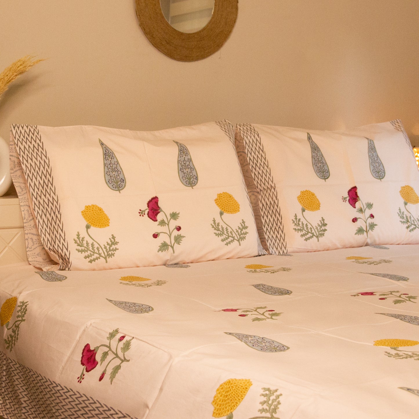 Marigold Hand Block Printed Bed Sheets