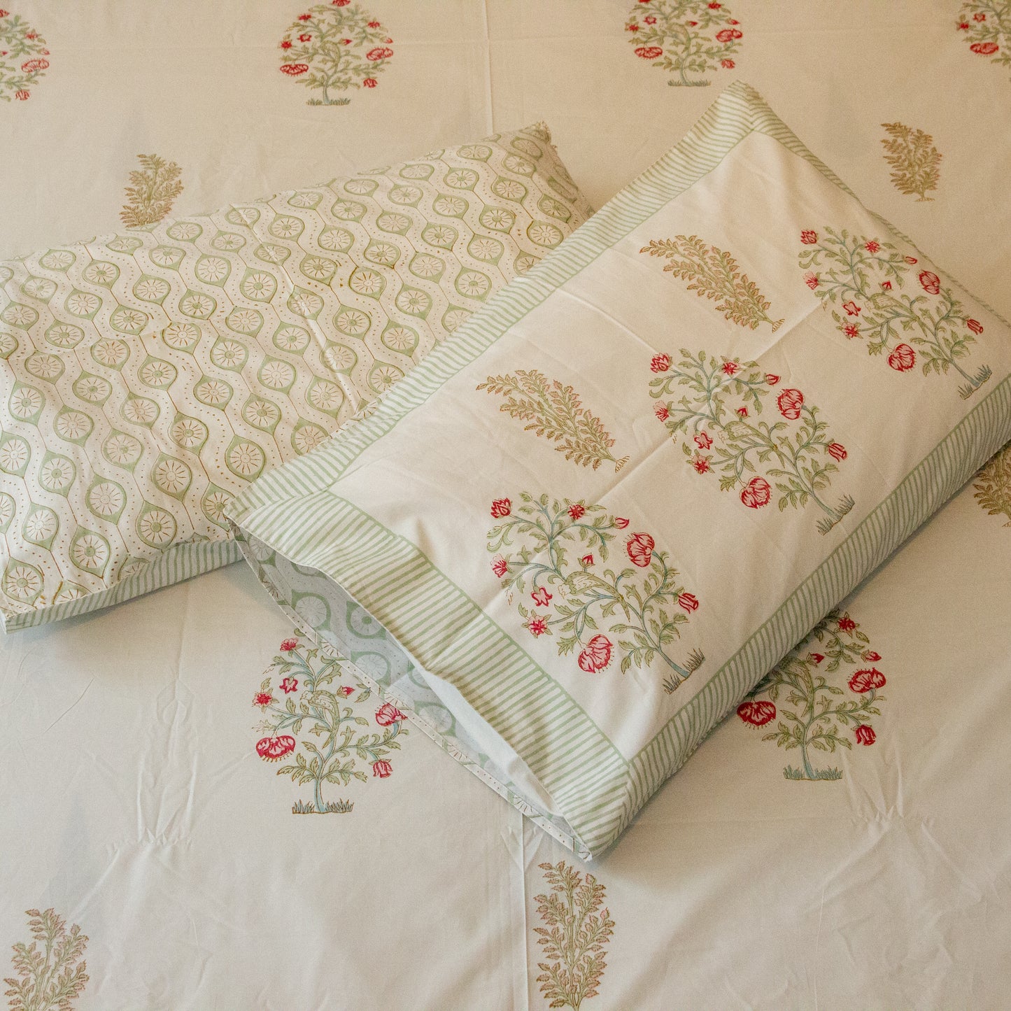 Camellia Grace Hand Block Printed Bed Sheet