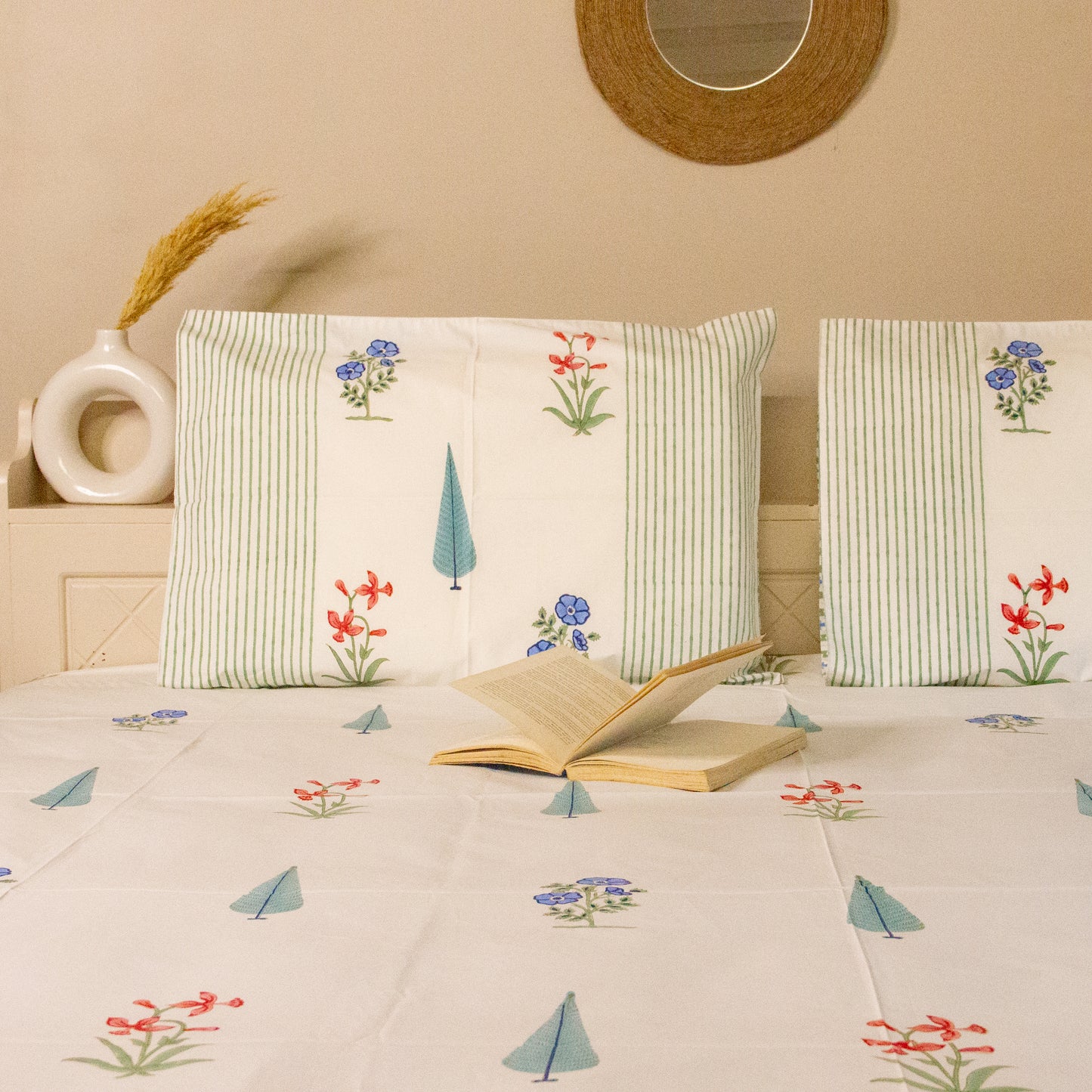 Aster Hand Block Printed Bed Sheets