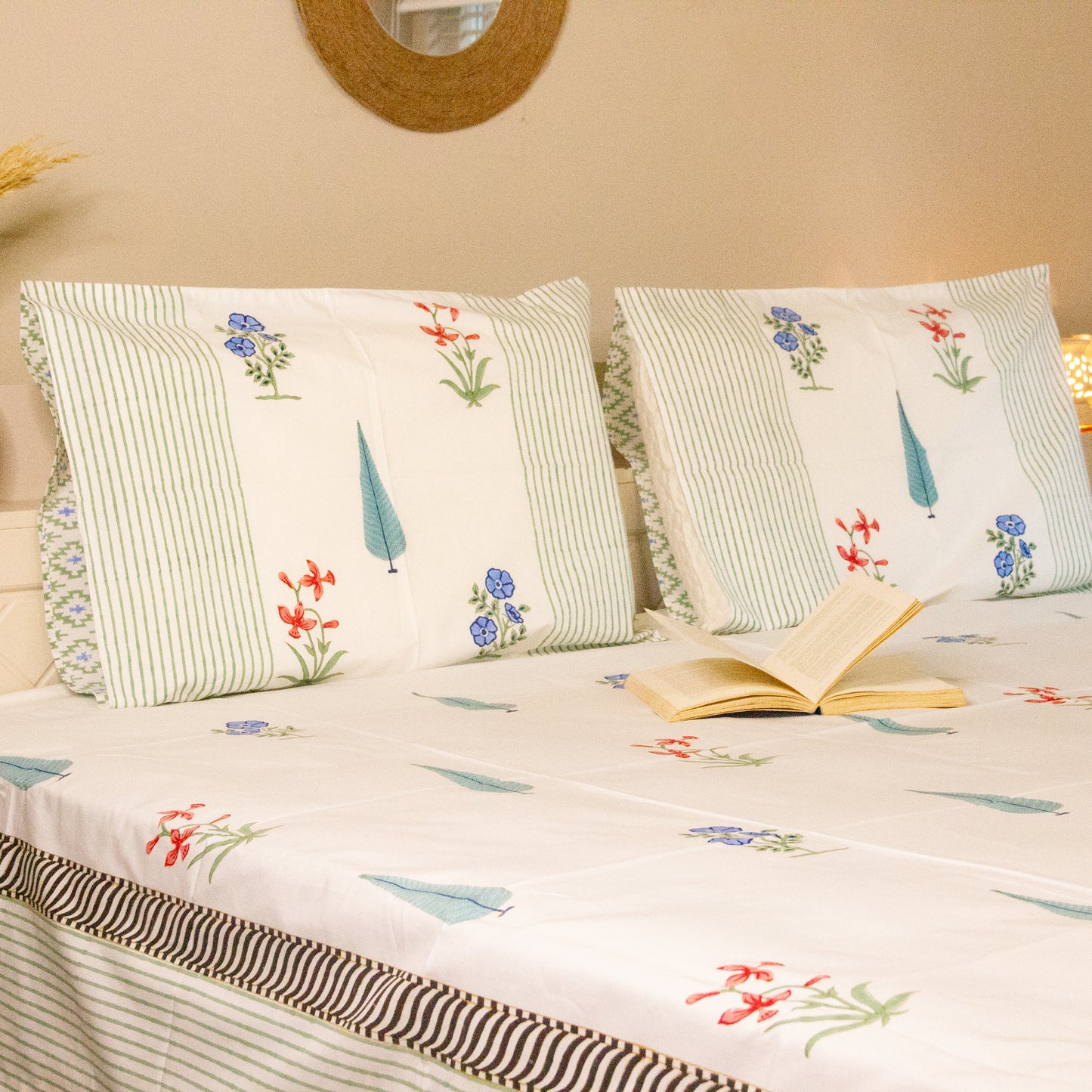 Aster Hand Block Printed Bed Sheets