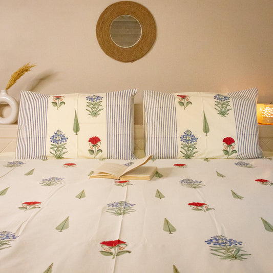 Amaryllis Hand Block Printed Bed Sheets