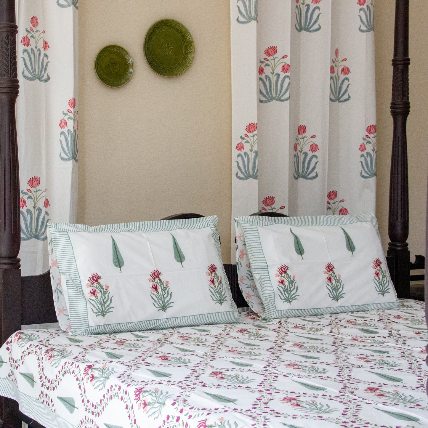 Cypress Jaal Hand Block Printed Bed Sheet