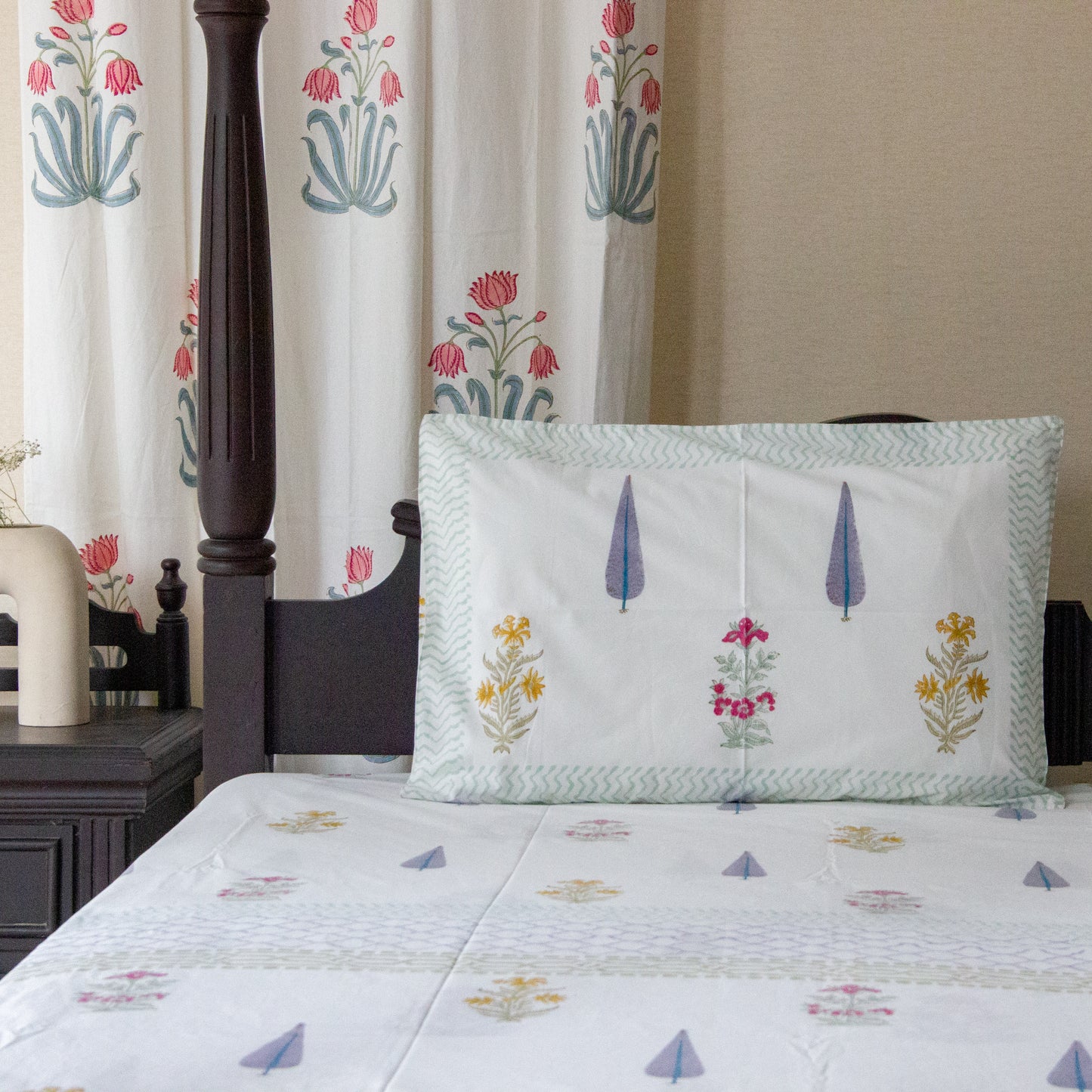 Lavender Bliss Hand Block Printed Bed Sheet