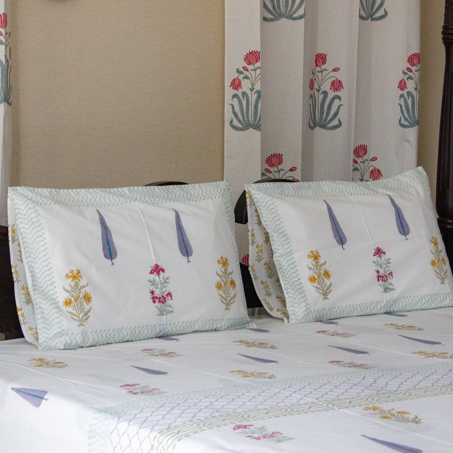 Lavender Bliss Hand Block Printed Bed Sheet