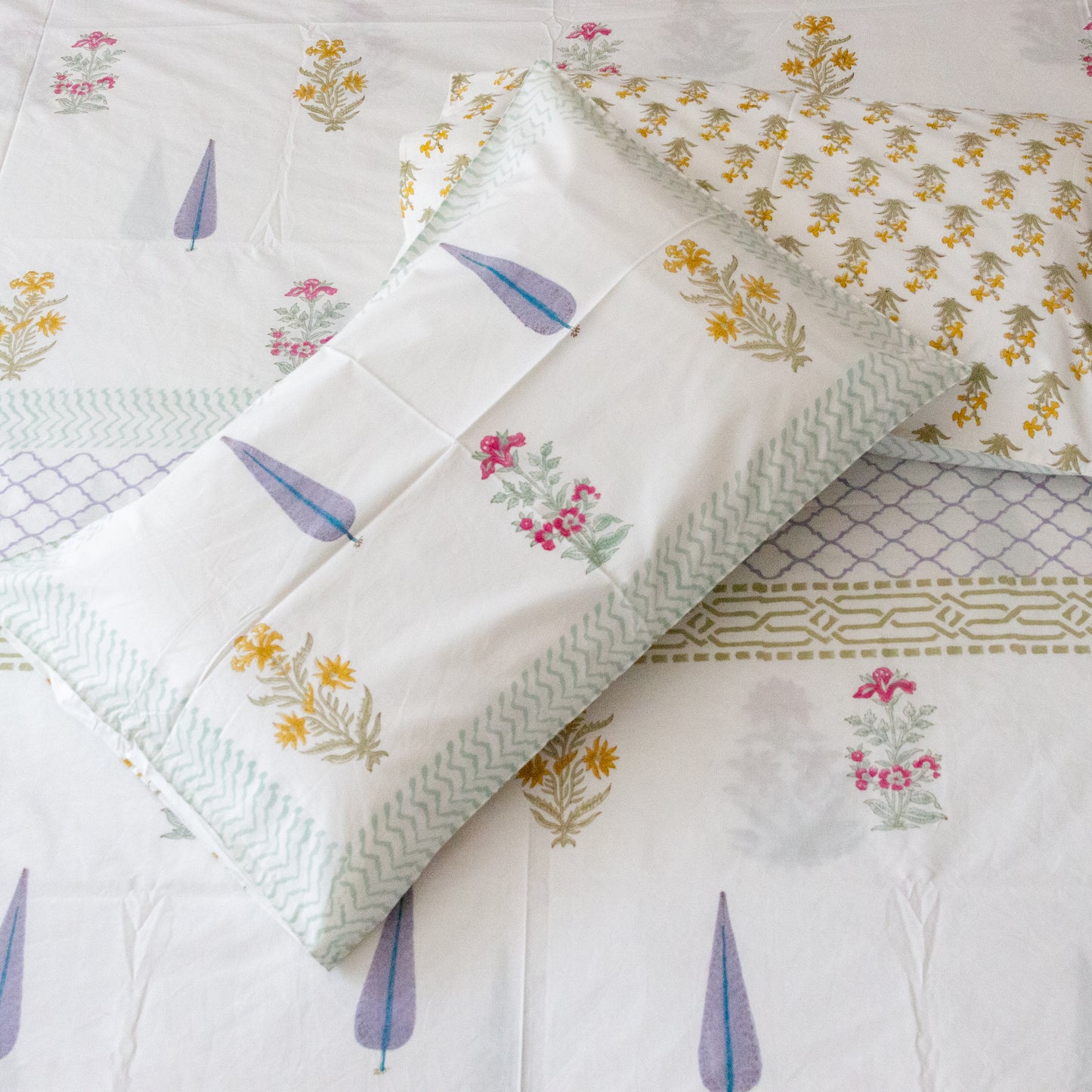 Lavender Bliss Hand Block Printed Bed Sheet