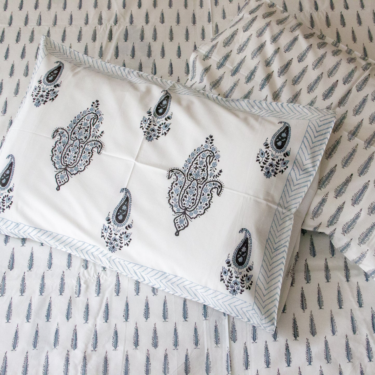 Ash Hand Block Printed Bed Sheet