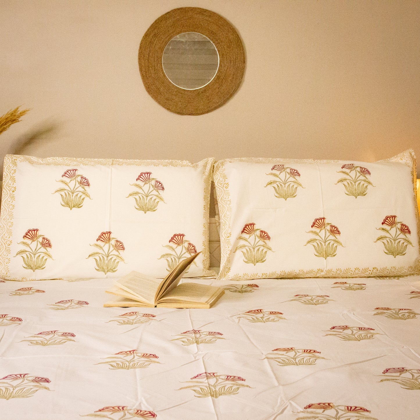 Azalea Bloom Hand Block Printed Bed Sheets