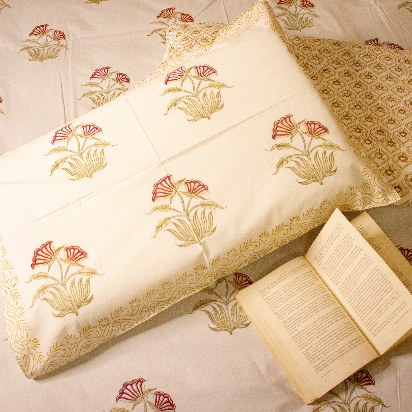 Azalea Bloom Hand Block Printed Bed Sheets