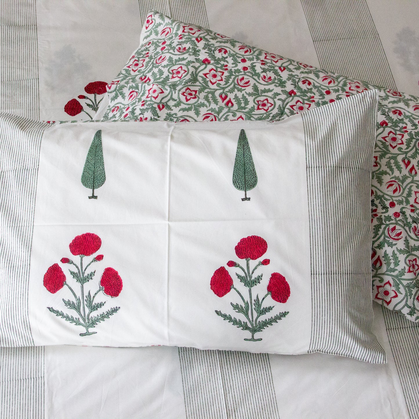 Gardenia Glow Hand Block Printed Bed Sheet
