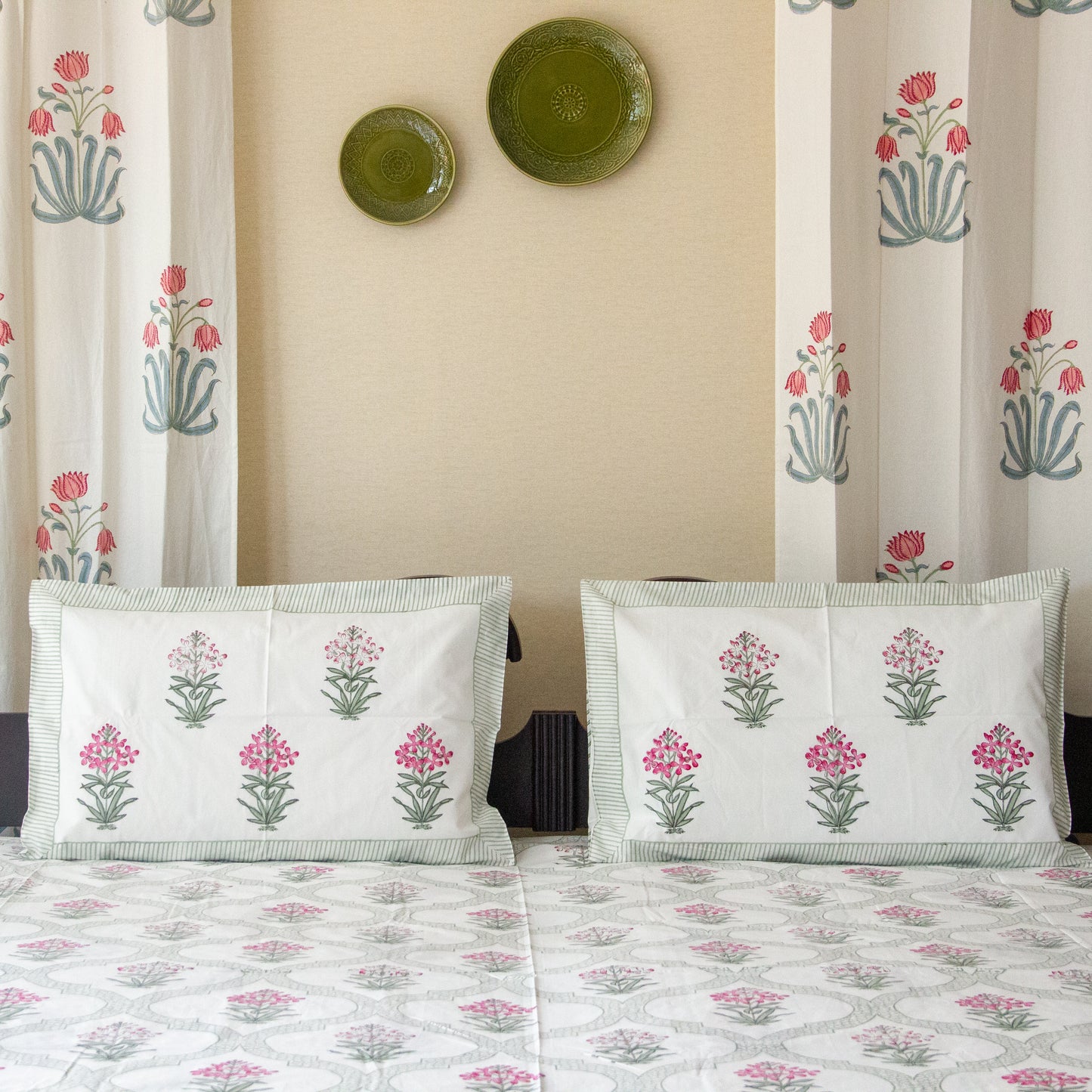 Blooming Meadows Block Printed Bed Sheet