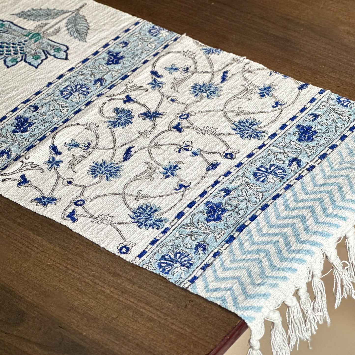 Jute Table Runner Blue - 4 Seater