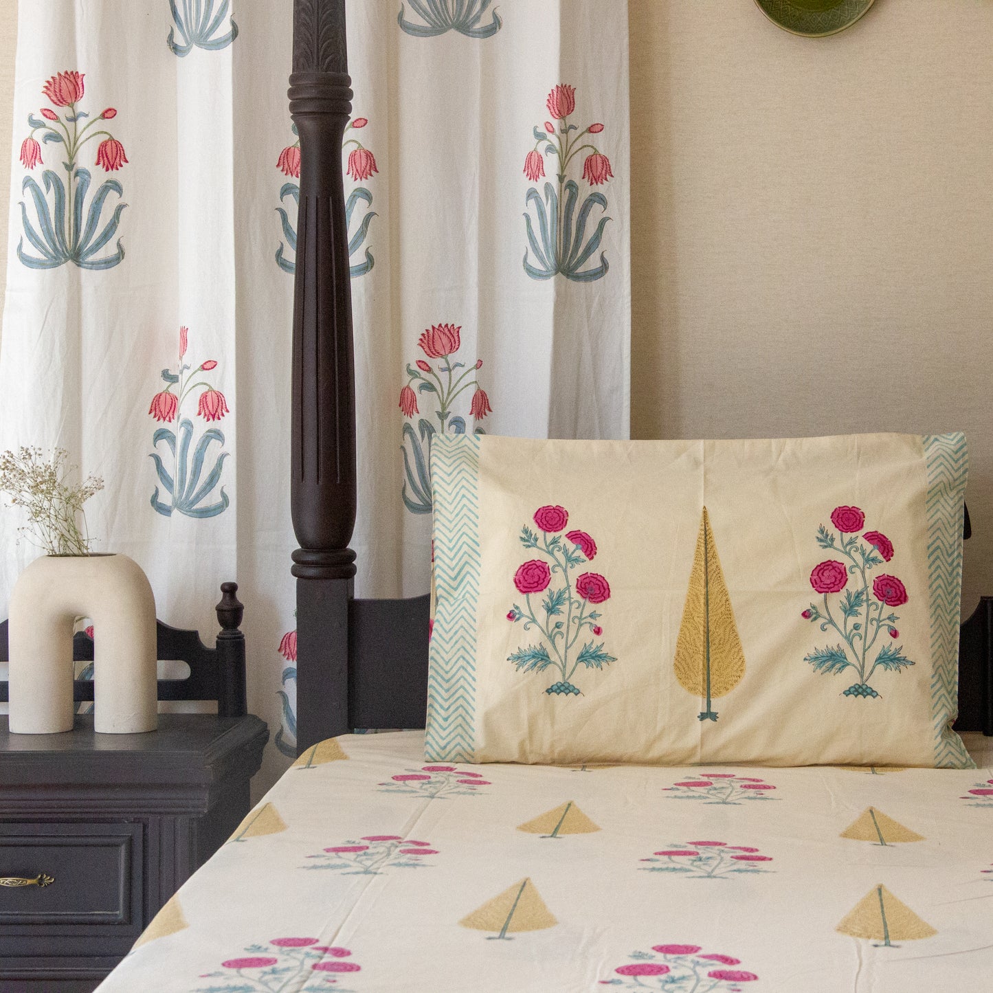 Cypress Serenity Block Printed Bed Sheet
