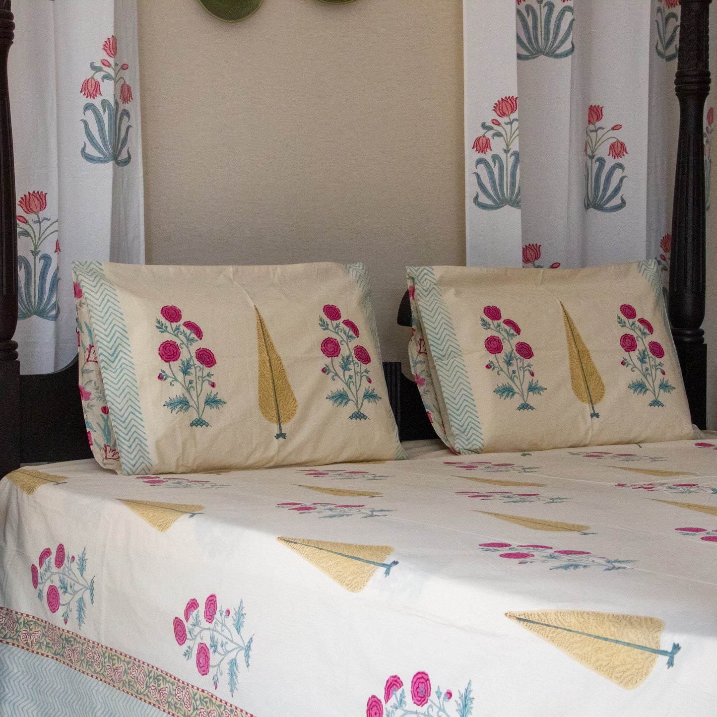 Cypress Serenity Block Printed Bed Sheet