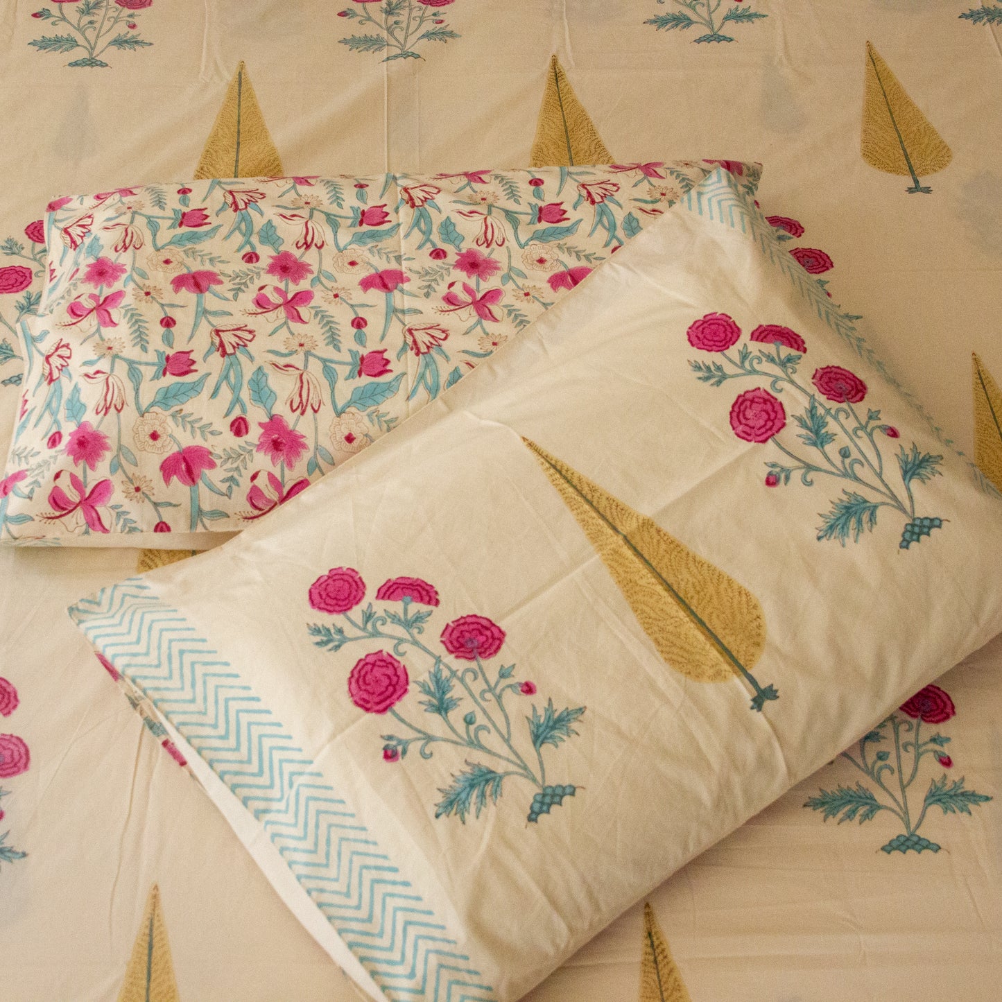 Cypress Serenity Block Printed Bed Sheet