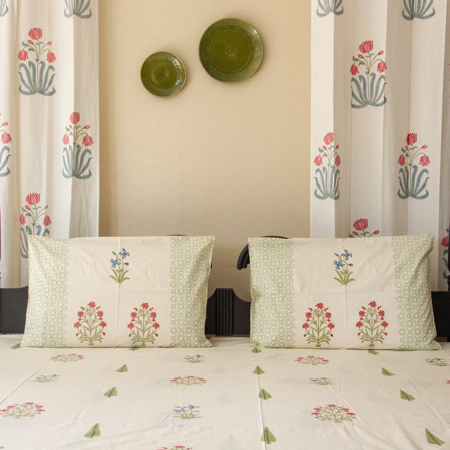 Pansy Palette Block Printed Bed Sheet