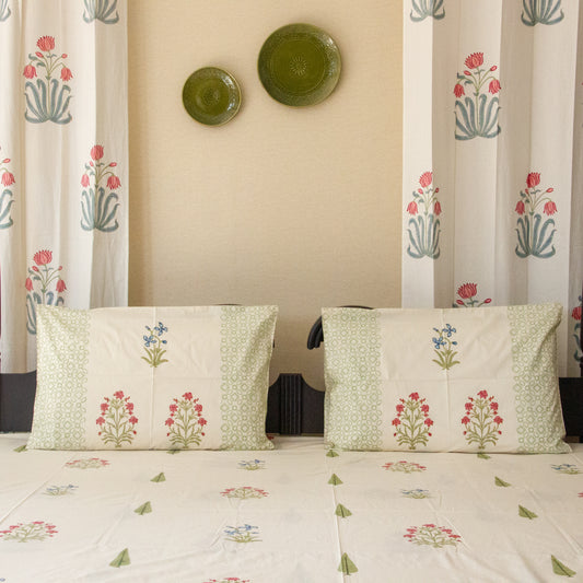 Pansy Palette Block Printed Bed Sheet