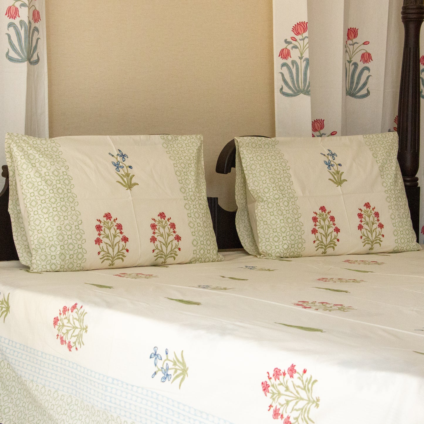 Pansy Palette Block Printed Bed Sheet