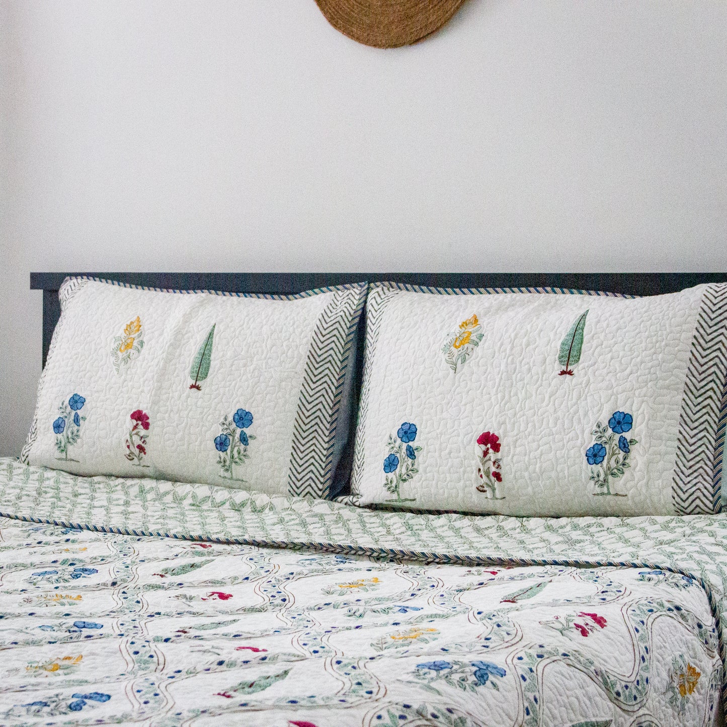 Orchid Jaal Hand Block Printed Quilted Bed Covers