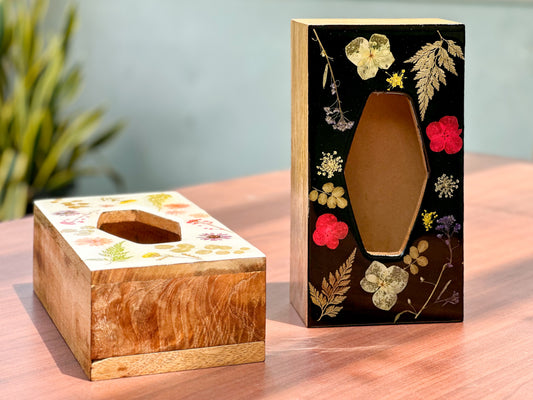 Floral Resin Tissue Box