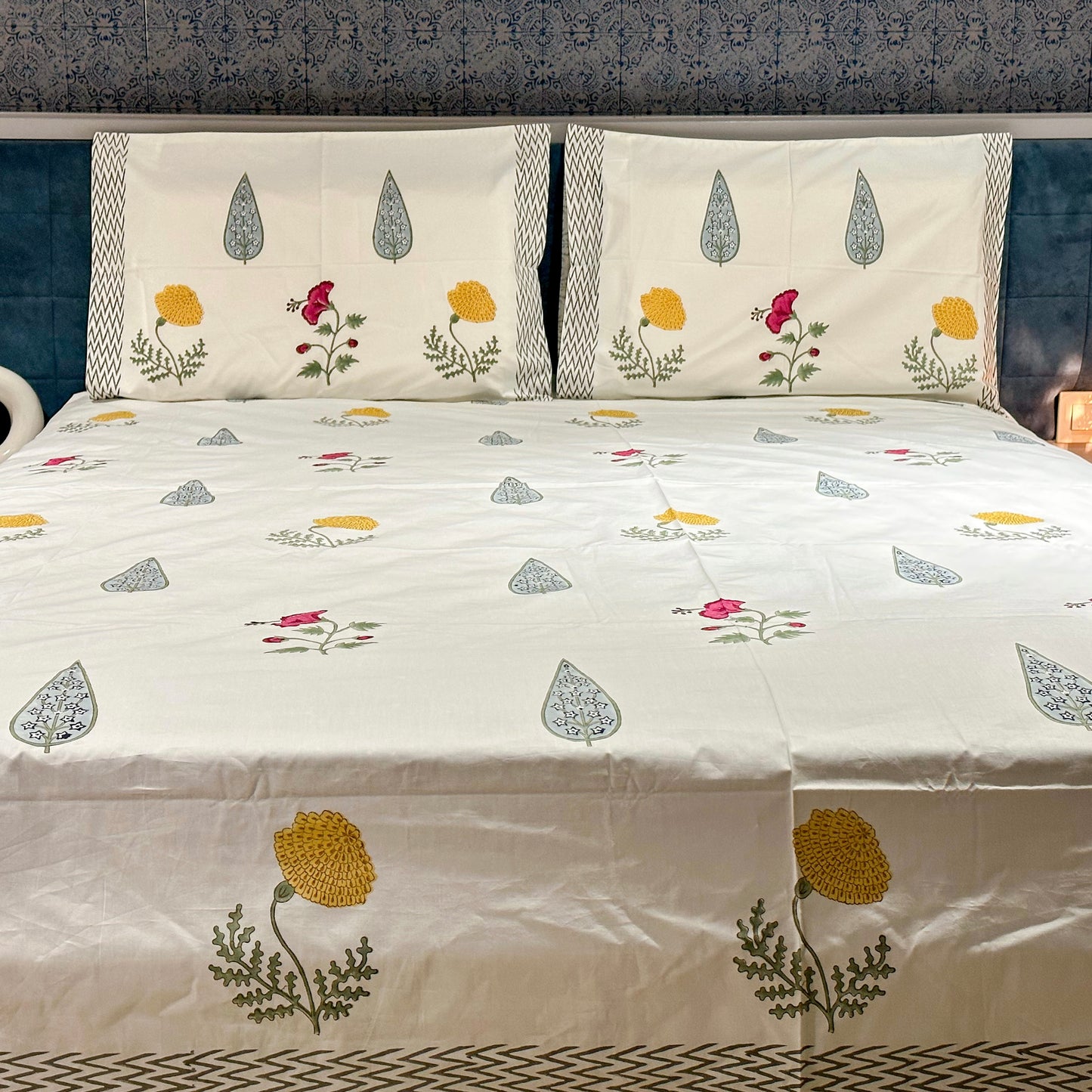 Marigold Hand Block Printed Bed Sheets