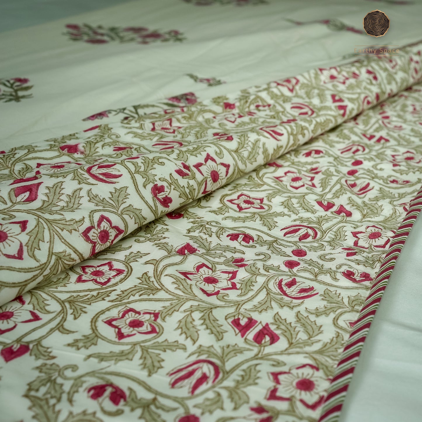 Mogra Red Hand Block Printed Reversible Dohar