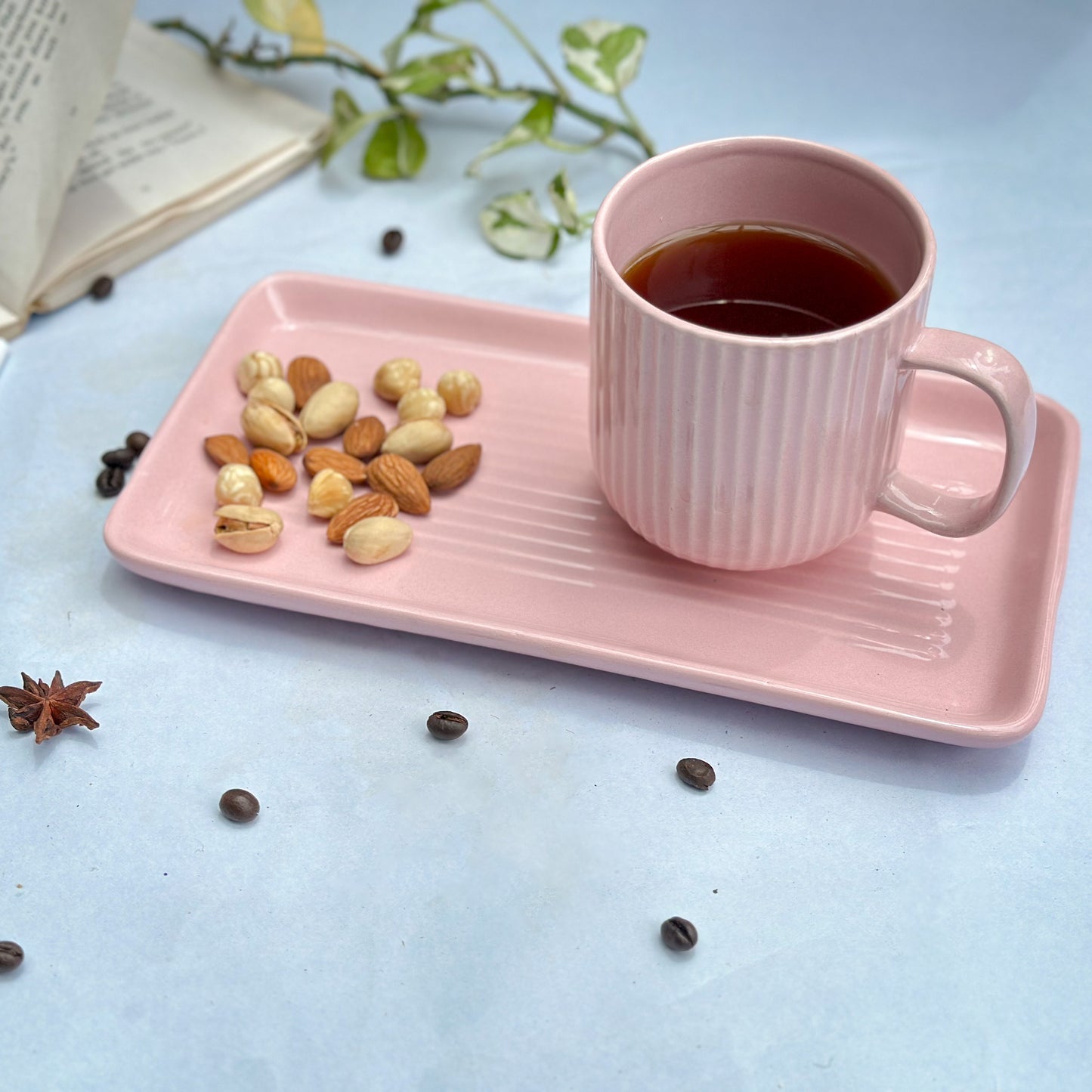 Pastel Ceramic Mugs With Tray