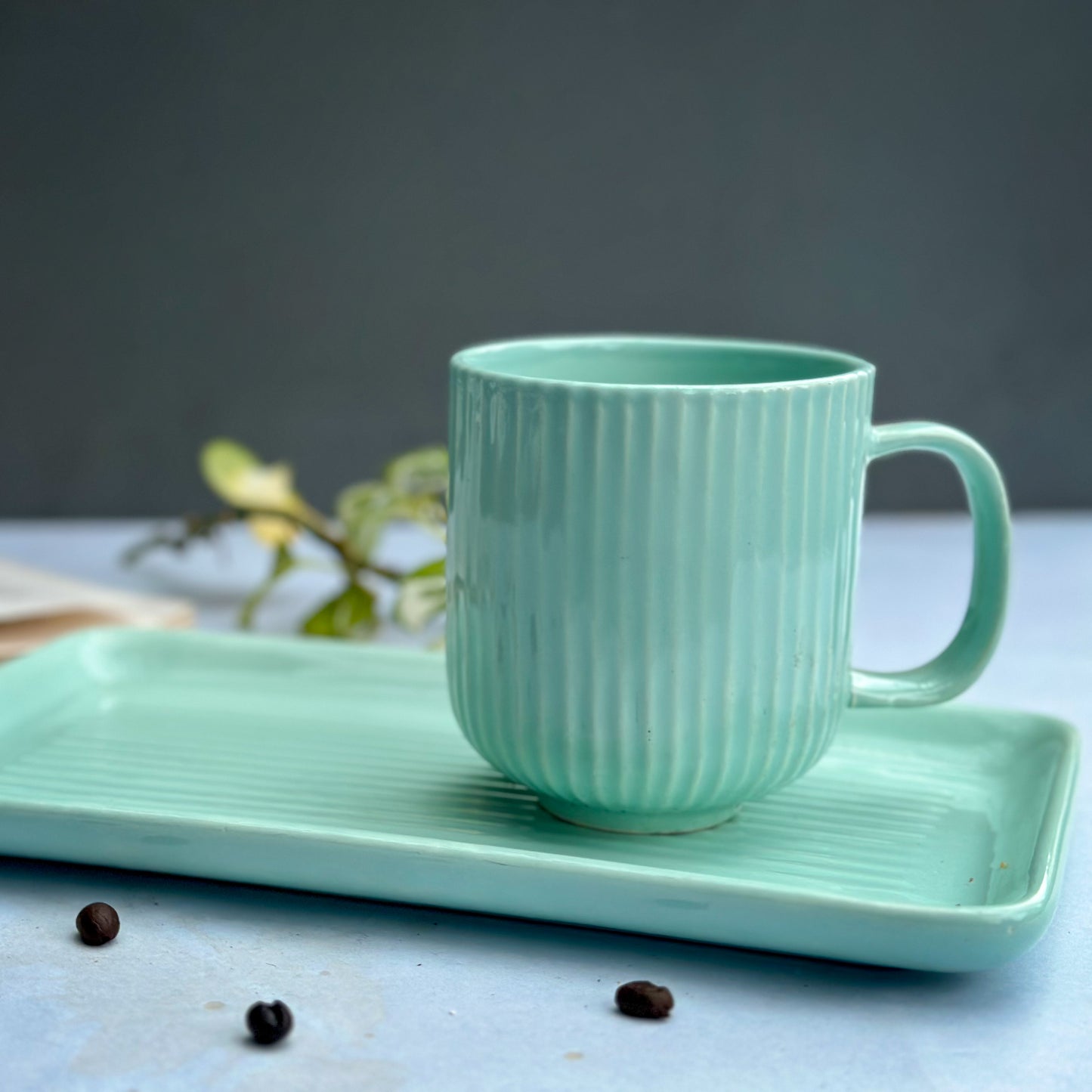Pastel Ceramic Mugs With Tray