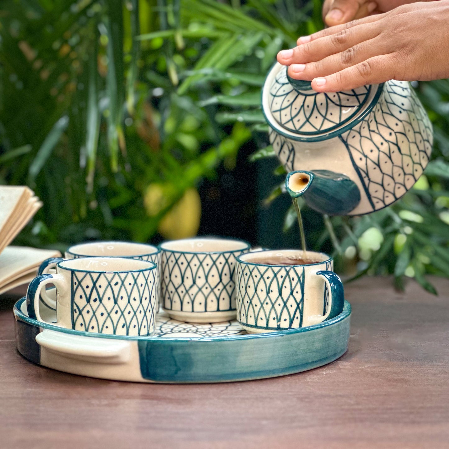 Green Mandala Tea Cup Set