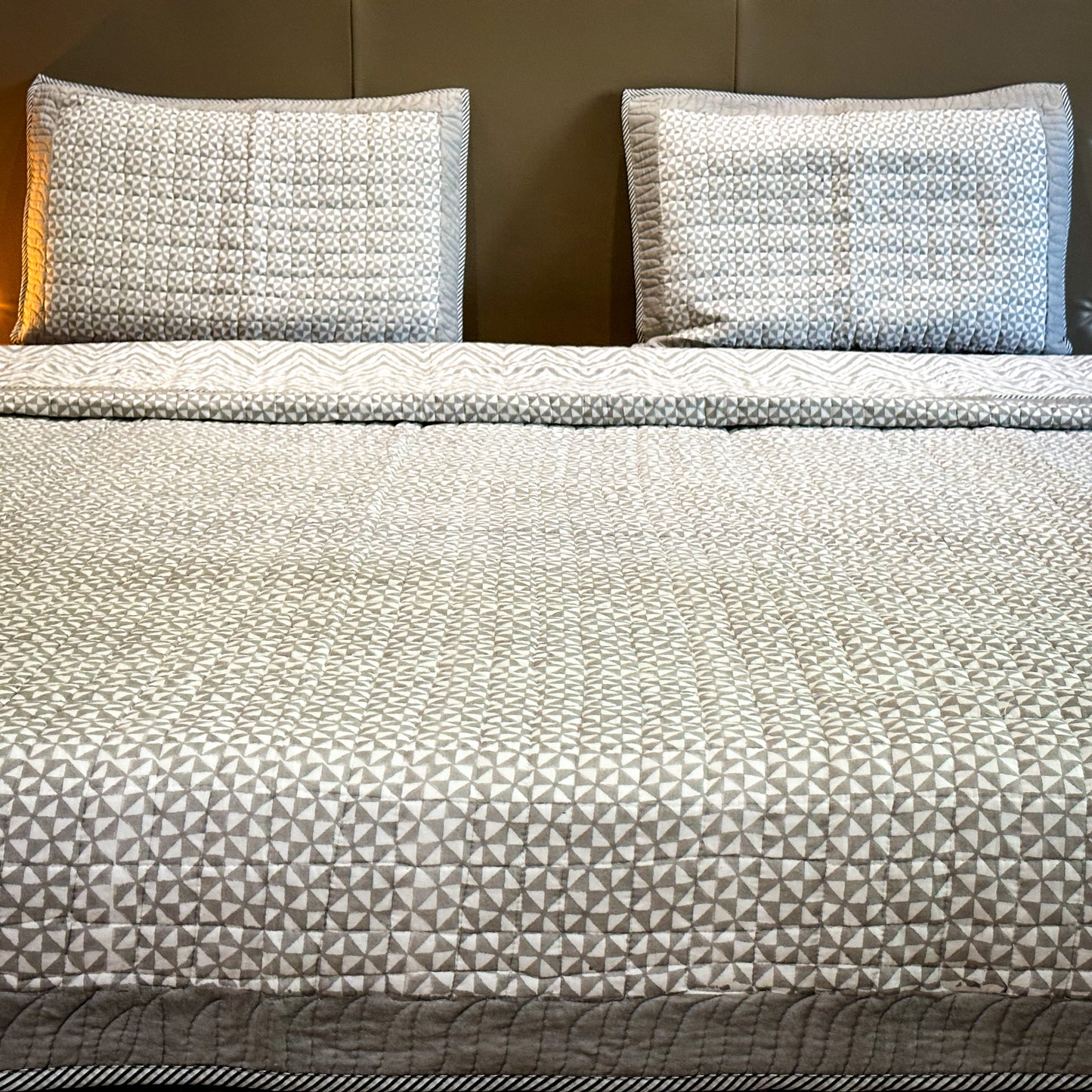 Labyrinth Handblock Printed Quilted Bedcover