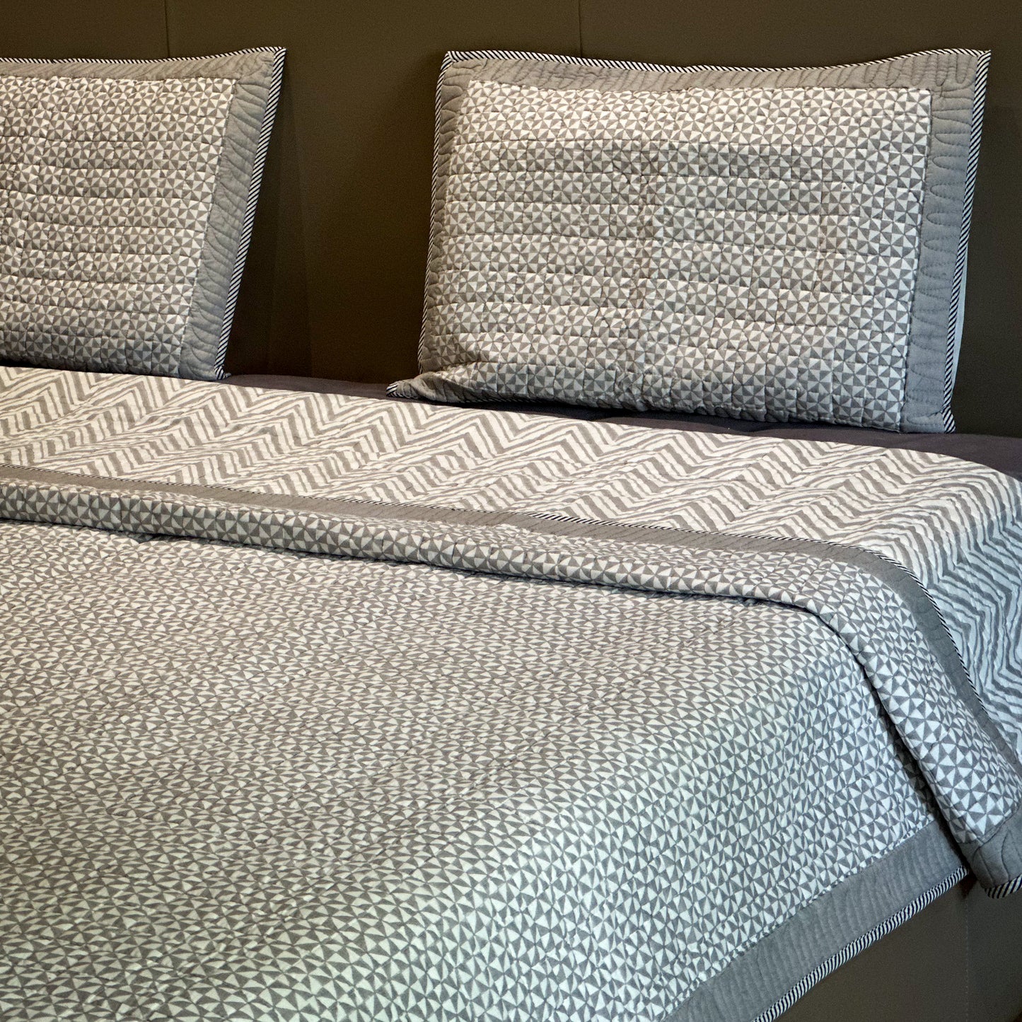 Labyrinth Handblock Printed Quilted Bedcover