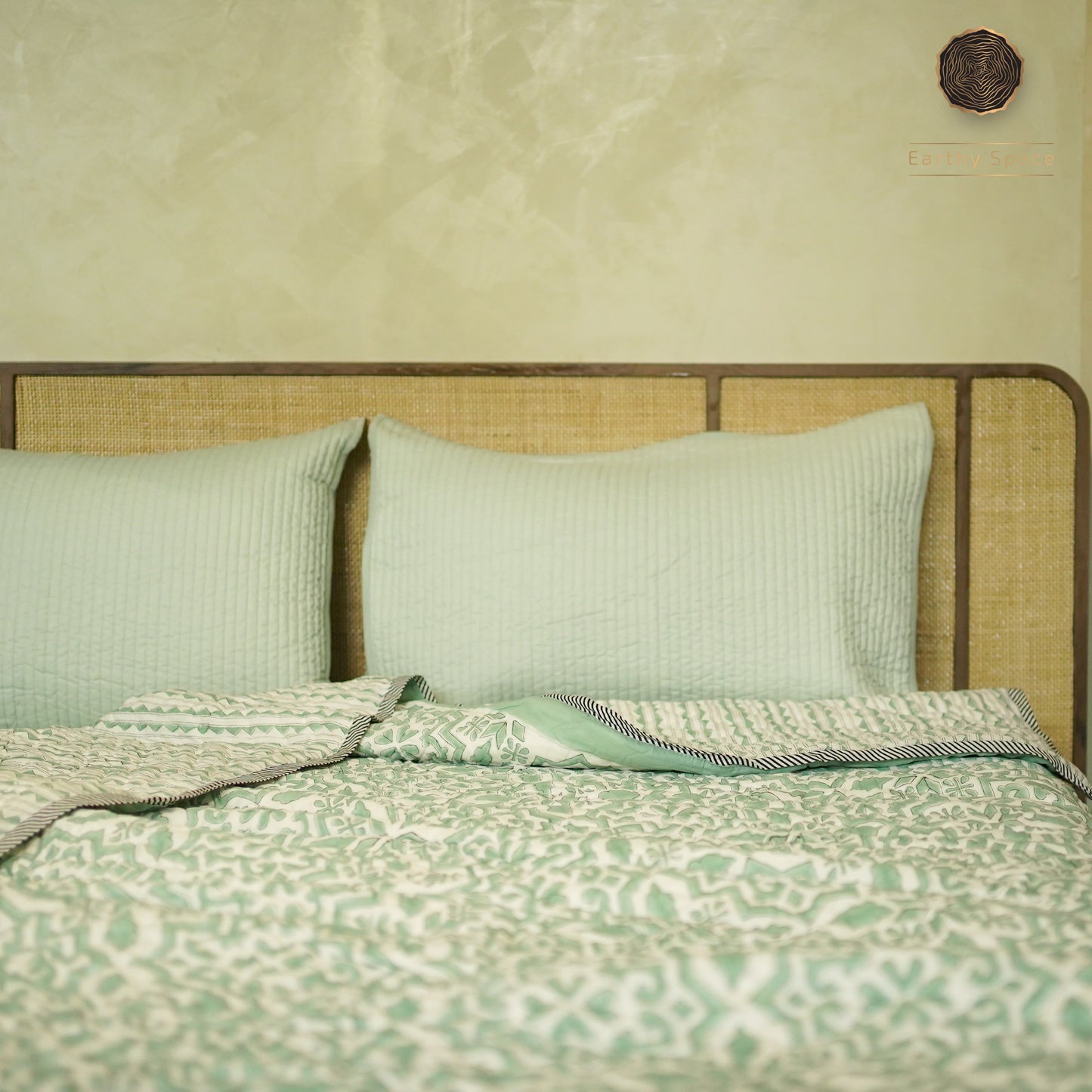 Reversible Quilt - Zen Green Geometry