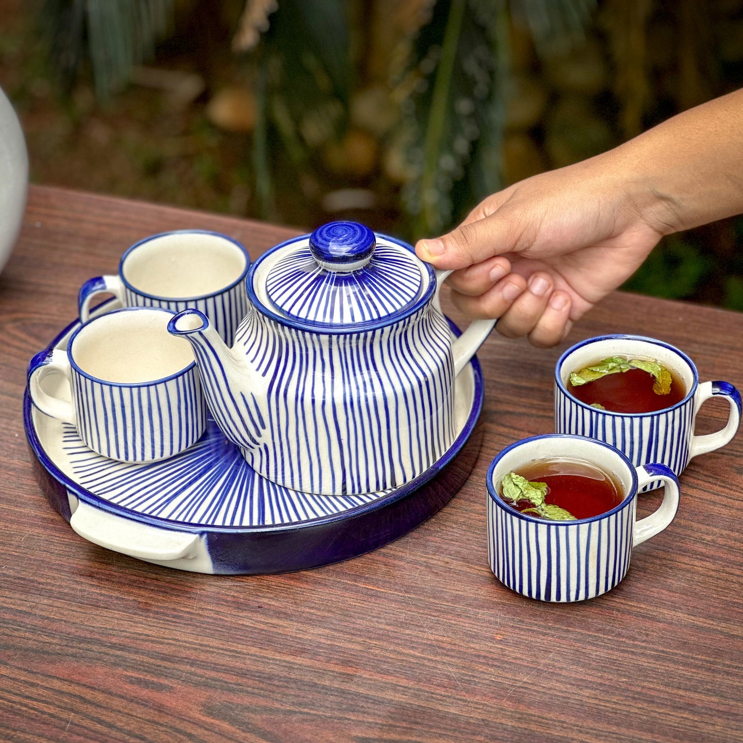 Blue String Ceramic Tea Cup Set
