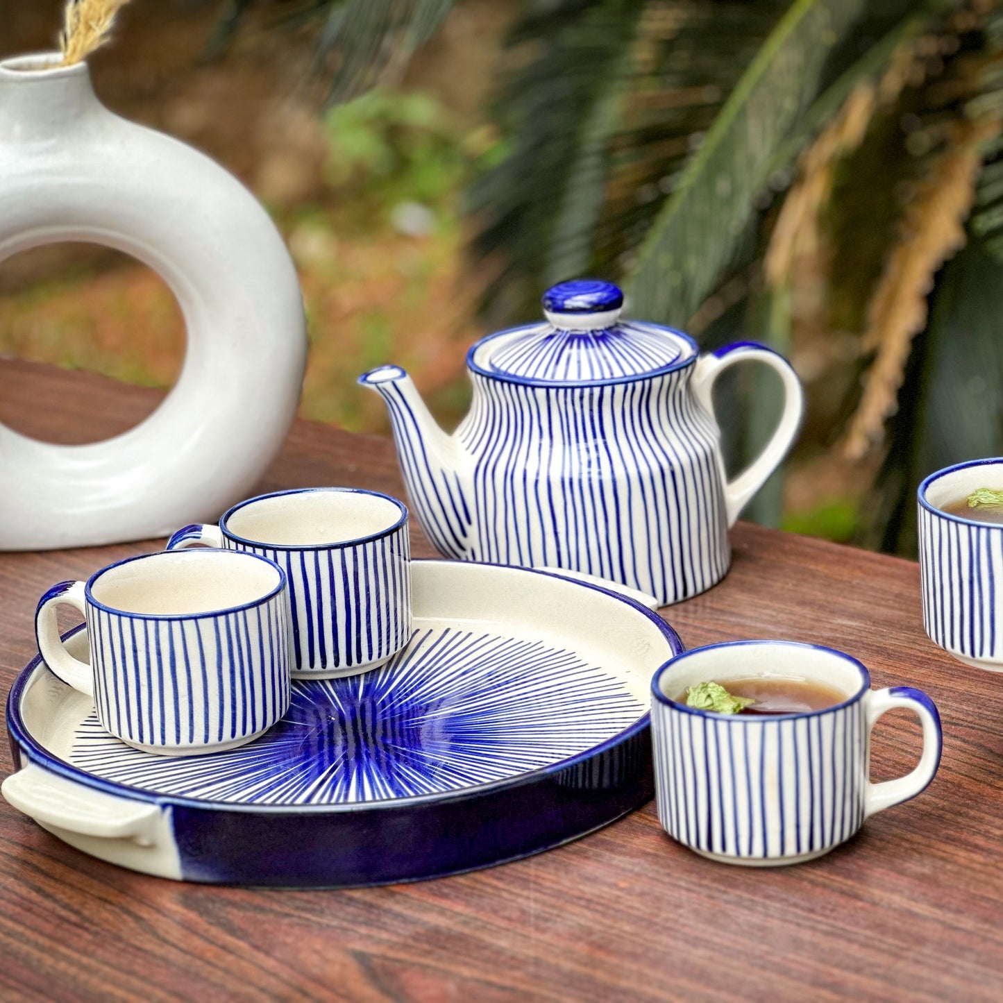 Blue String Ceramic Tea Cup Set