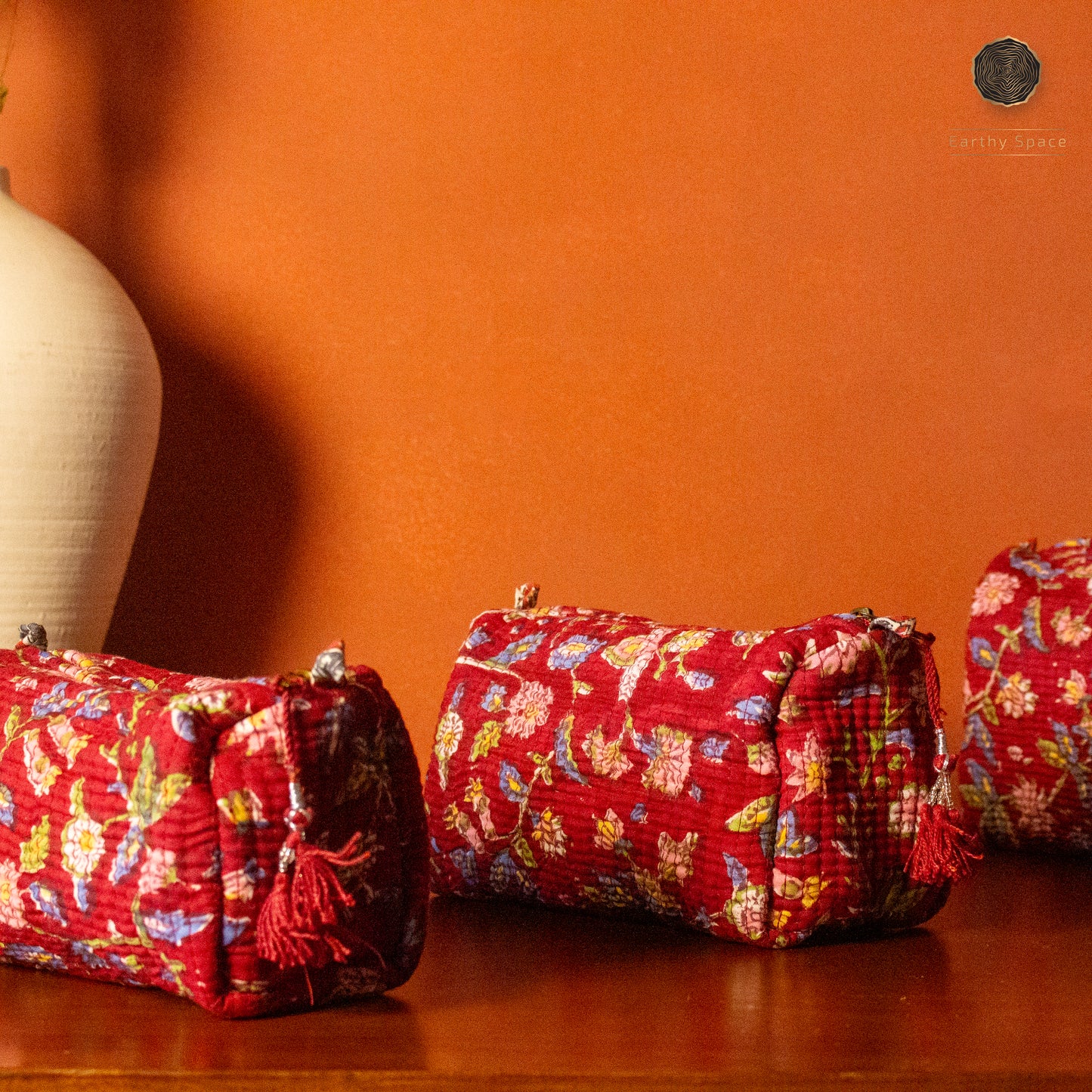 Travel Pouch Set - Red Flora