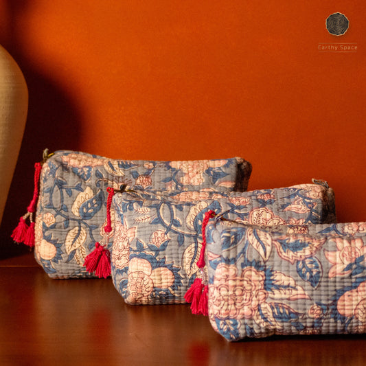 Travel Pouch Set - Blue Flora