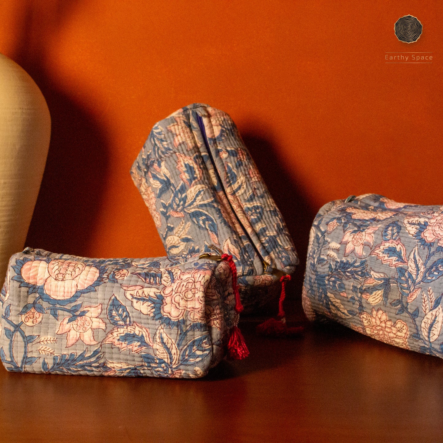 Travel Pouch Set - Blue Flora