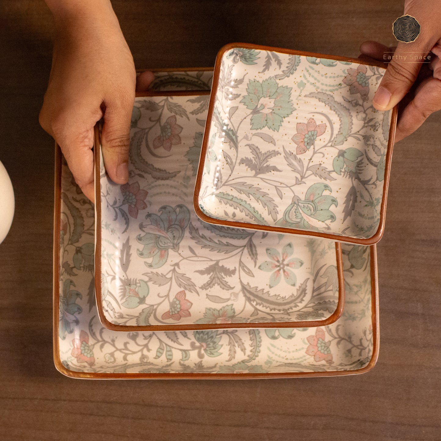 Floral Square Platter Set